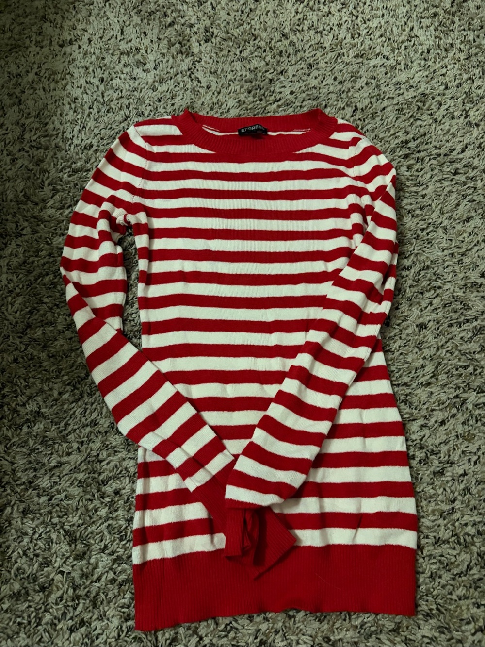 Express Red & White Striped Knit Sweater